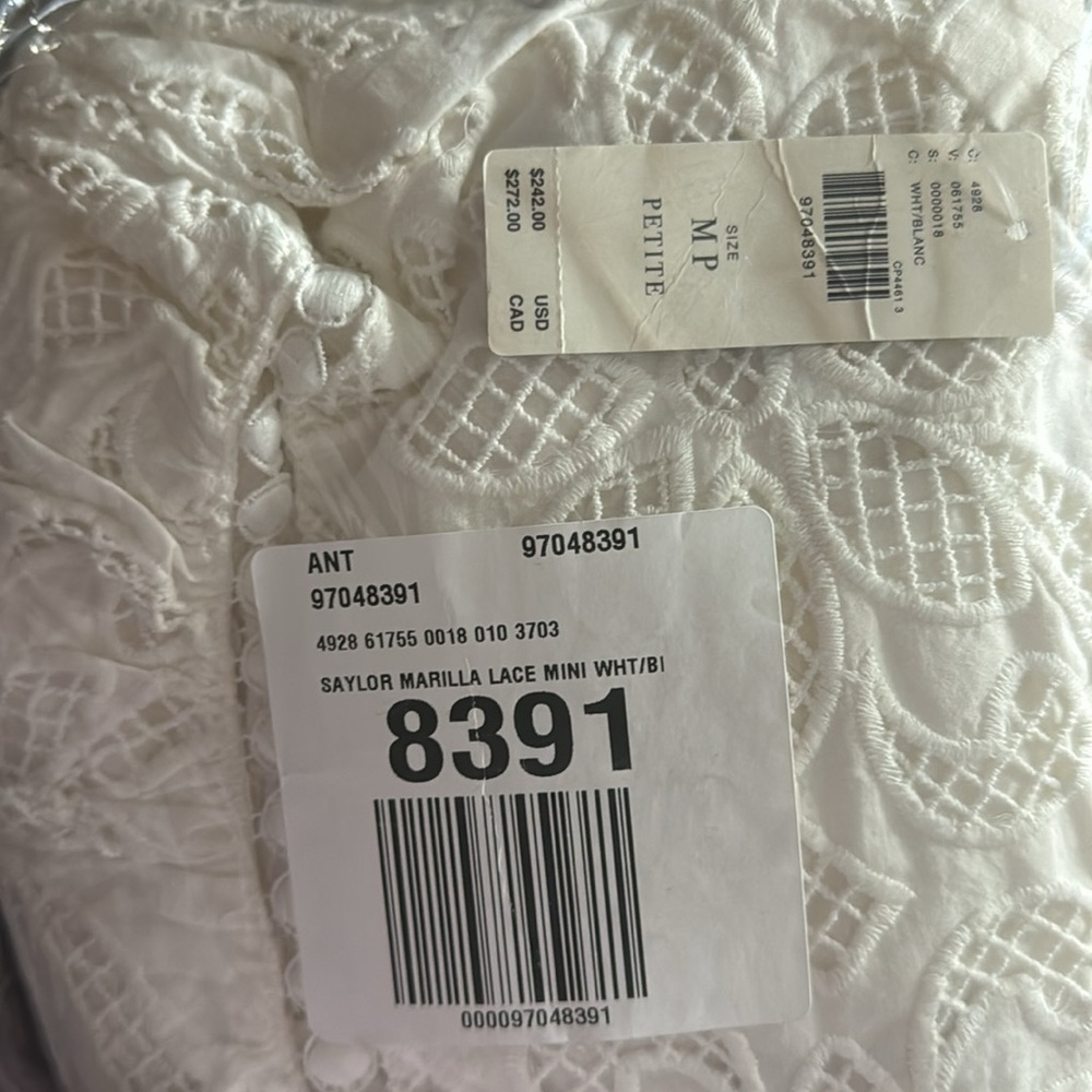NWT! Anthro Saylor Marilla Long-Sleeve Eyelet Lace Mini Dress - M Petite, Small⏰ - Picture 6 of 6